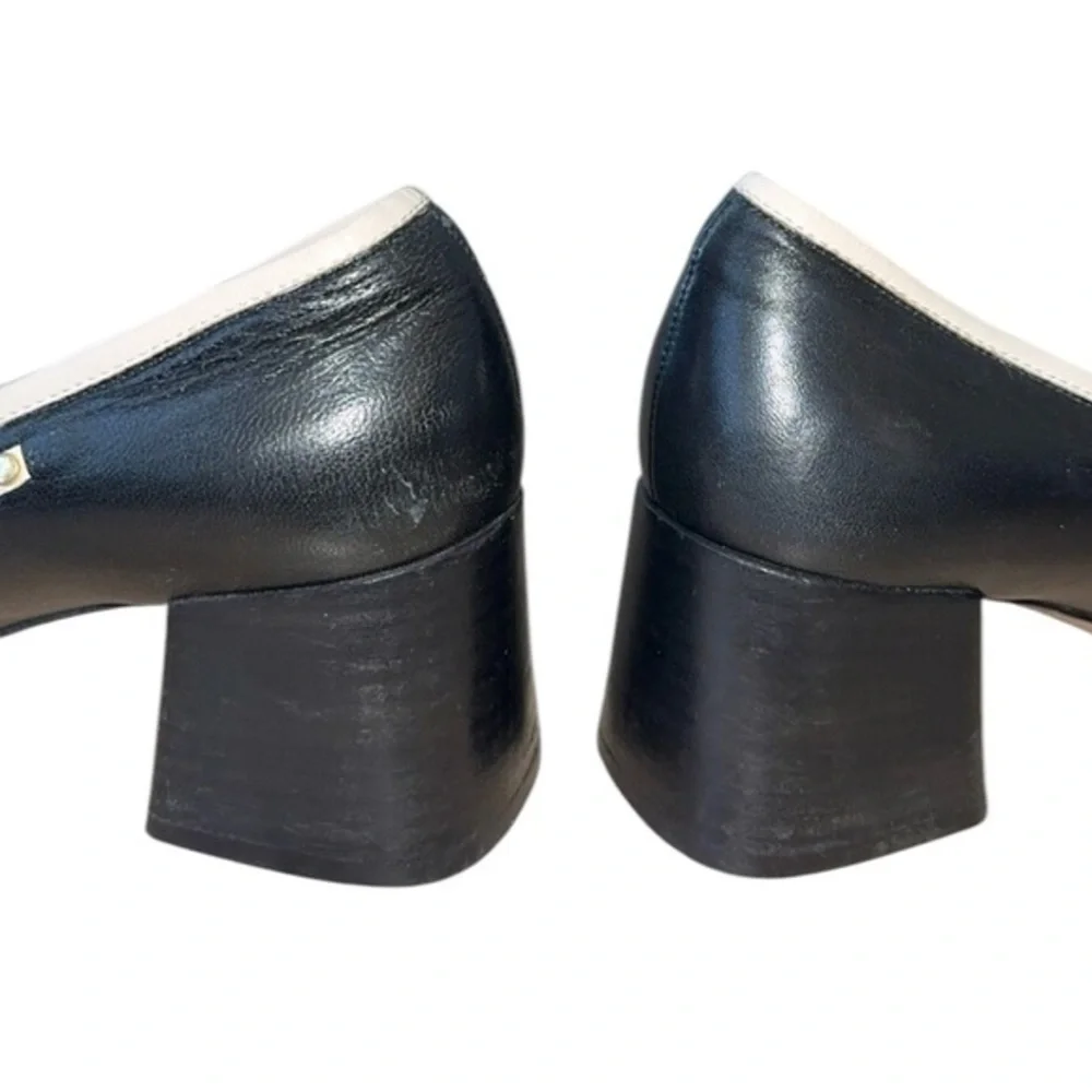 Tory Burch Perfect‎ Black Dolce Leather Studded Block Heel Slip On Loafers 7.5